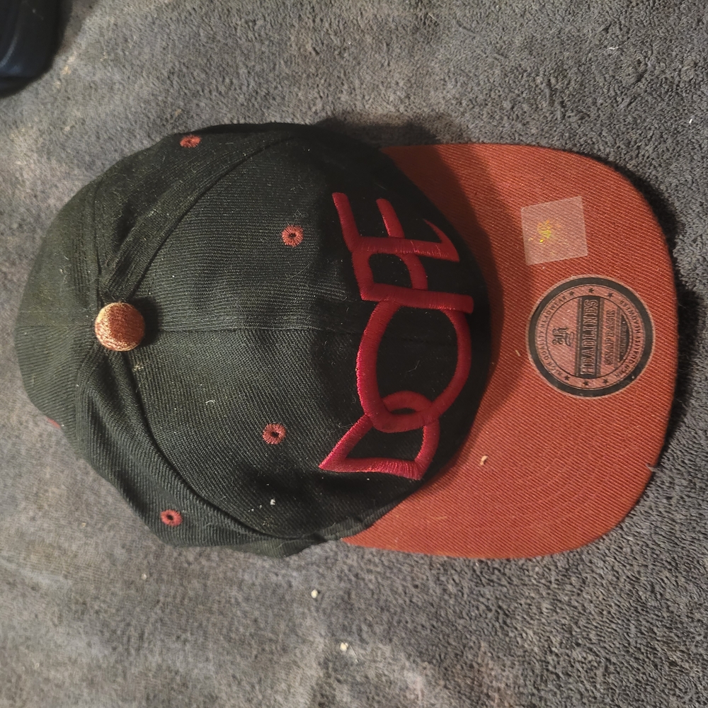 Headlines Black and Brown Cap with Red Embroidery